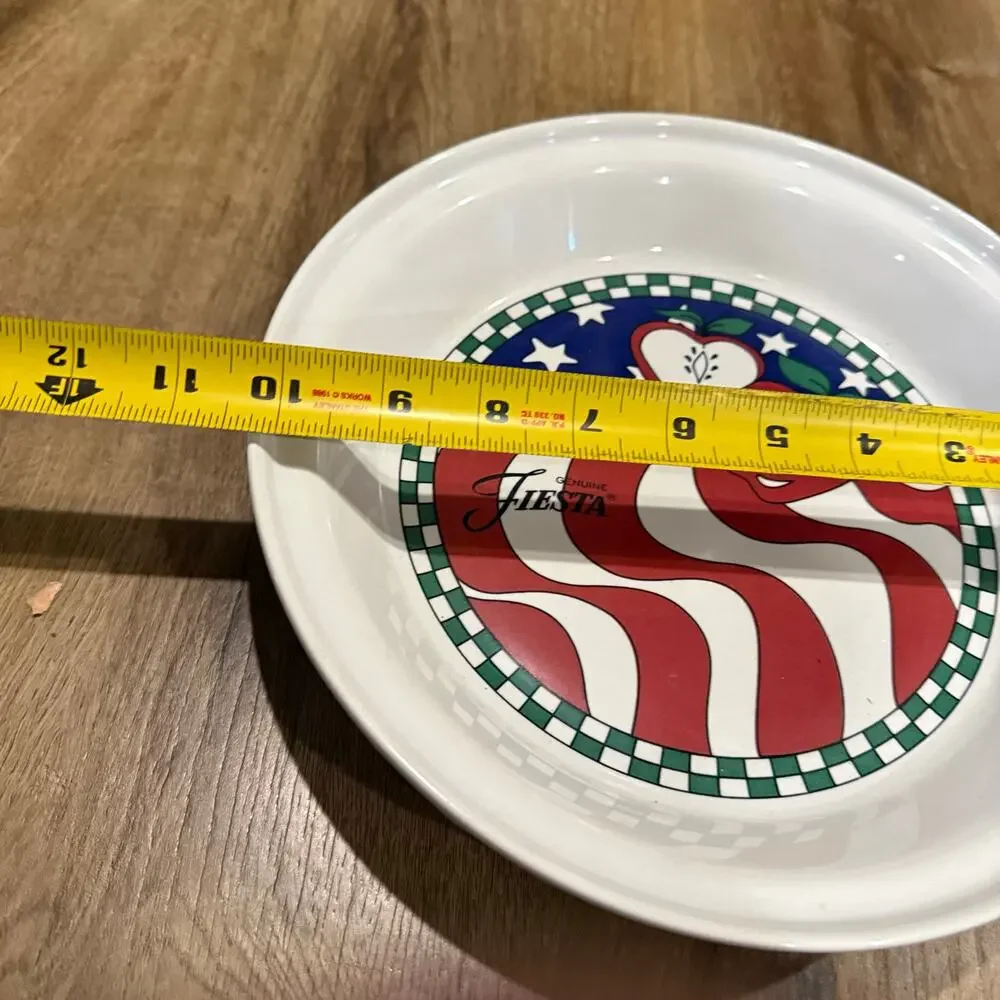 Homer Laughlin Genuine Fiesta Apple Pie deep dish American Flag Patriotic USA - Picture 2 of 4